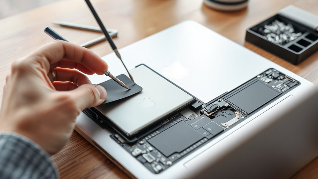 bezpieczna wymiana baterii w MacBooku