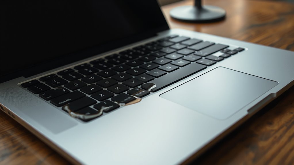 rozlana ciecz na MacBooku