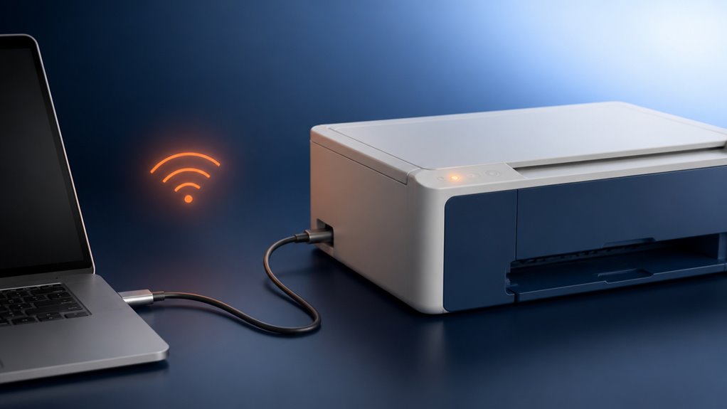 podłącz drukarkę przez USB lub Wi-Fi
