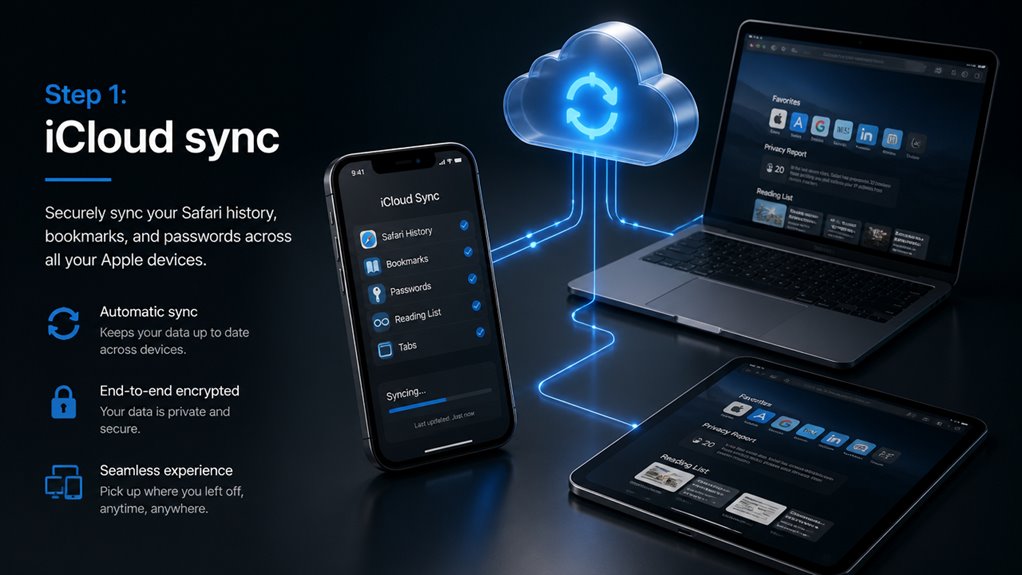 Włącz synchronizację Safari przez iCloud między urządzeniami