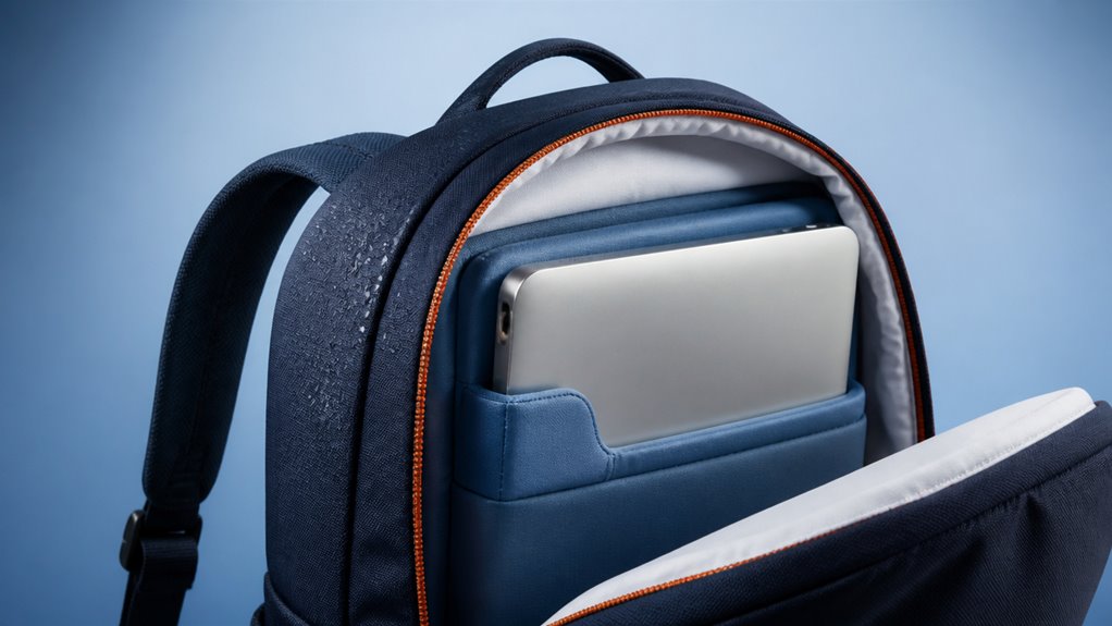 pływająca torba na laptopa z ciasnymi wewnętrznymi paskami i wzmocnionym tylnym panelem