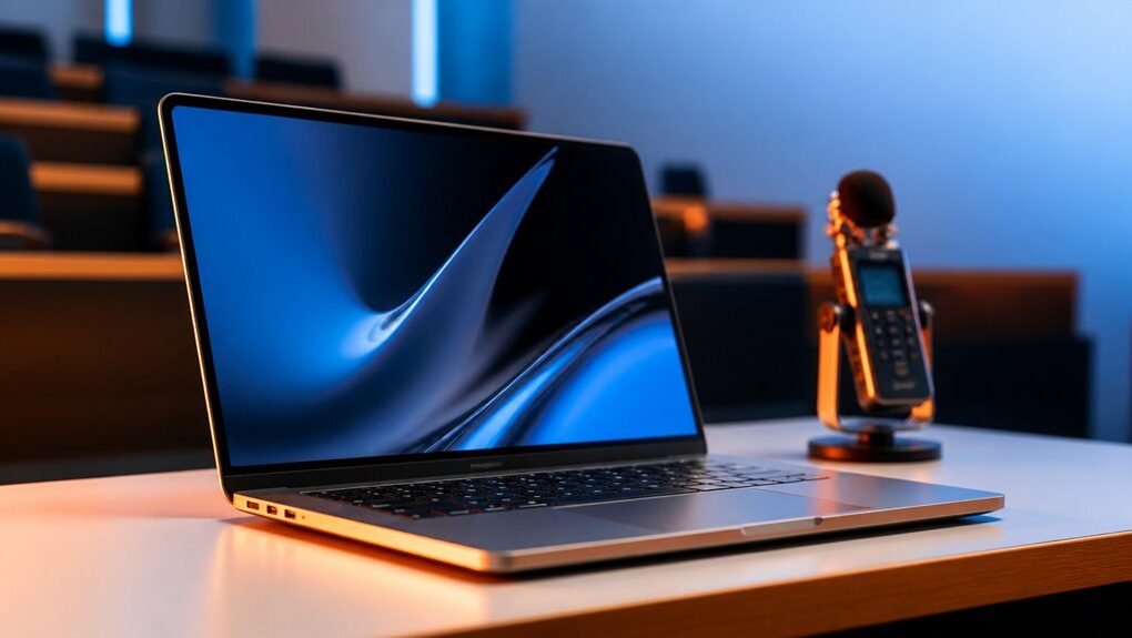 nagrywanie wykładów dyktafonem w tle na MacBooku