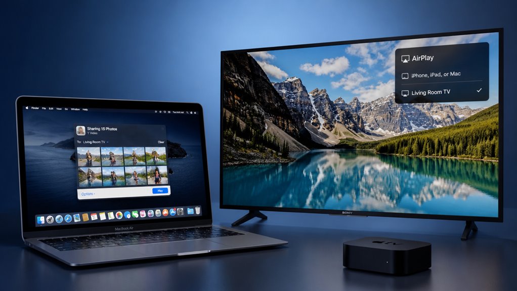 wysyłanie obrazu z MacBooka przez AirPlay do telewizora